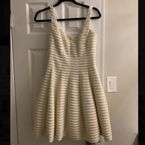 AQUA Gold and White Striped Dress